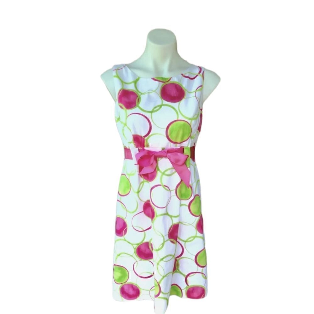 Kim Rogers White Multicolored Dress Sz 6P